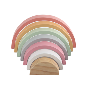 Bán buôn Chất lượng cao nhỏ cầu vồng khối trẻ em Montessori đồ chơi bằng gỗ 7 miếng cầu vồng Khối Xếp Chồng Đồ chơi thiết lập - Product Image 1