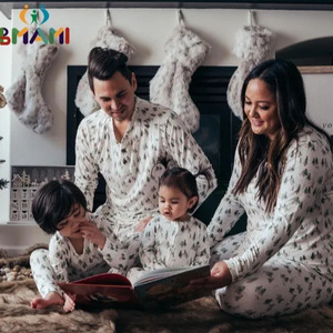 Custom Christmas Family Matching Pajamas Set Polyester Sleepwear Men Women Kids Xmas Nightwear Loungewear Dropshipping POD MOQ