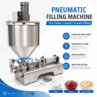 Machine de remplissage de beurre de cacahuètes avec trémie mélangeuse et doseur à piston pneumatique pour pâtes de noix, tahini, pâte à tartiner au chocolat, confiture et miel
