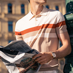 Polo de algodón de punto acanalado color topo Polo Vintage para hombre - Product Image 2