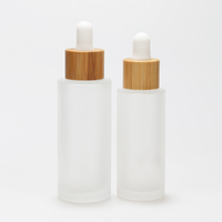 LANJING botol penetes kaca kosmetik kosong botol tetes bambu Amber bening biru hijau