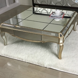 Luxury Silver Mirrored <strong>Coffee</strong> <strong>Table</strong> with <strong>Curved</strong> Leg <strong>Glass</strong> Material Centre <strong>Table</strong> for Home or Hotel for Living Room Furniture - Product Image 3