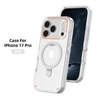 Étui de protection antichoc double couche TPU+PC avec support magnétique et anneau pour iPhone 16e 2025 et iPhone 17