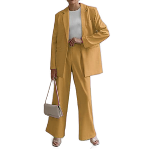 Nuevo Conjunto de Traje Casual de Moda para Mujer, con un Botón, Manga Larga, Pantalones Largos Holgados - Product Image 4