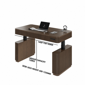 Bureau assis-debout ergonomique en <span class=keywords><strong>bois</strong></span> massif à hauteur réglable, double moteur, trois niveaux, prix usine - Product Image 5