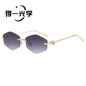 Frameless Polygonal <b>Sunglasses</b> UV400 Light Weight Unisex - Product Image 2