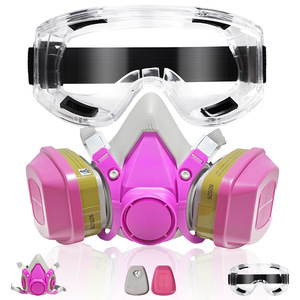 Máscara de Gas de Media Cara con Gafas de Seguridad Antivaho, Respirador KN95 de Alta Filtración, Plástico para Pintura en Aerosol y Productos Químicos - Product Image 1