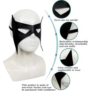 SINSEN 4 Piezas Máscara de Ojos de Murciélago Negra de Cuero para Media Cara, Disfraz de Superhéroe, Accesorio para Fiesta de Halloween, Unisex - Product Image 4