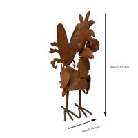 Statue de coq en métal rouillé Oniya, sculpture de poulet amusante à grands yeux, décoration d'extérieur pour ferme, pelouse, jardin, ornement artistique
