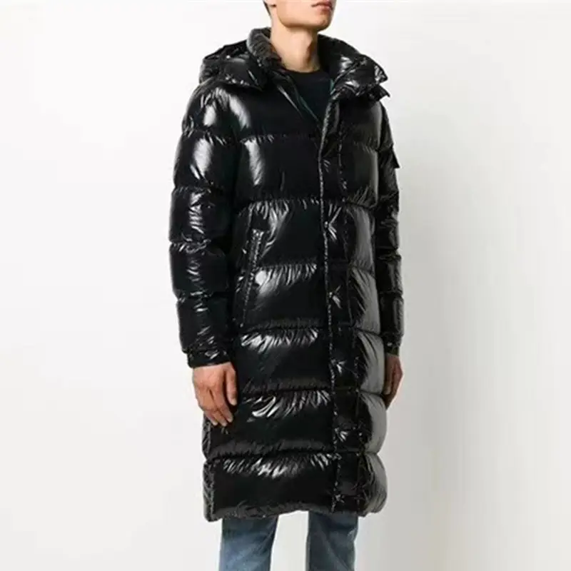 New Trendy Long Padded Coat Winter Jacket Coats Amazon Hot Selling Shiny Puffer Long Down Coat Men Winter Jacket