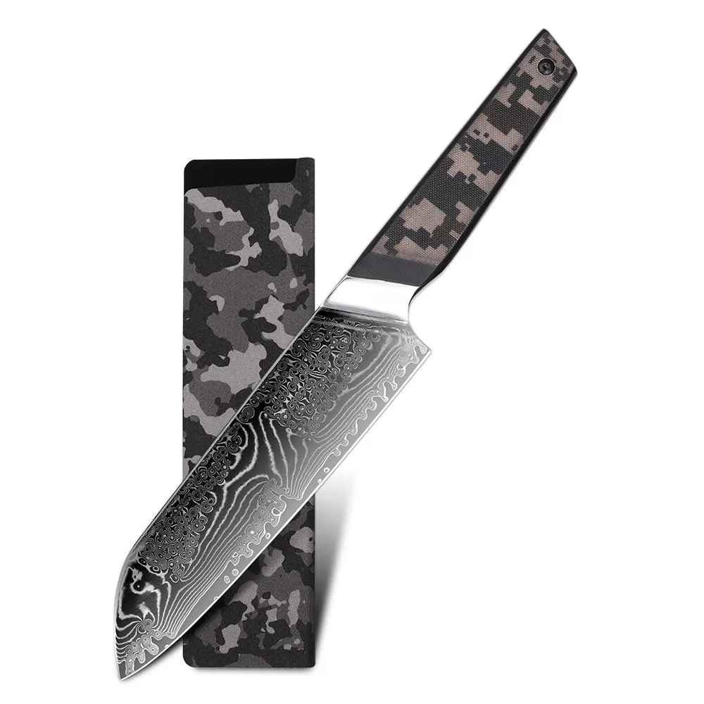 camouflage G10 handle 7 inch damascus kitchen santoku knife