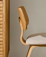 Chaise de salle à manger scandinave pour salon, mobilier moderne en bois, chaise en bois d'hévéa de style mid-century avec coussin en chenille beige