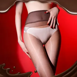 Pantyhose kulit musim panas seksi ultra tipis kilat ramping tabung panjang tembus pandang wanita