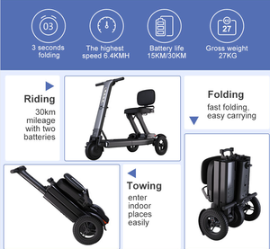 Skuter Mobilitas Listrik Lipat Cerdas Tiga Roda Berkualitas Tinggi dengan Rangka Aluminium Alloy, Baterai Lepas Pasang, Kecepatan Tinggi - Product Image 2