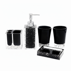 Jabonera y dispensador de resina negra de calidad Superfina, soporte para cepillo de dientes, juego de accesorios de baño disponible a granel - Product Image 1