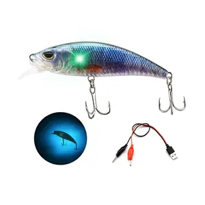 Isca de pesca eletrônica jerkbait, isca de pesca led com luz elétrica para pesca