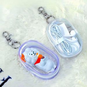Zipper Clear Figure Display <b>Bag</b> with Keychain Lightweight Transparent PVC Storage <b>Bag</b> <b>Mini</b> Data Cable Charger Storage <b>Bag</b> - Product Image 1