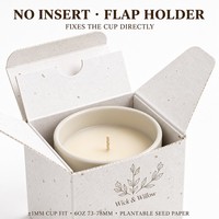 Boîte à bougies en papier grainé, texture fibre naturelle, emballage pliable écologique et plantable pour bougies de soja, faible MOQ