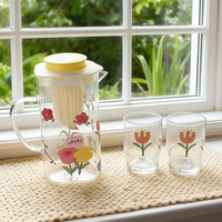 Ensemble de tasses en verre à fleurs multi-tailles, compatibles lave-vaisselle, pour cadeaux