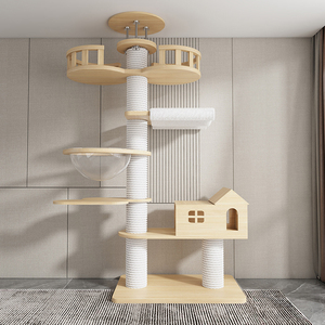 Tiragraffi per Gatti Moderno Classico Grande in Legno Massello Eco-Friendly, Stile Torre, Design a 4 Livelli per Personalizzazione all'Ingrosso - Product Image 2