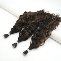 Extensions capillaires Nano Ring bouclées en cheveux humains vierges Remy, pré-bouclées, qualité salon, double tirage, naturelles, douces et soyeuses, en trame, pack