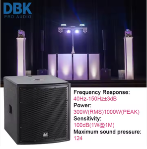 DBK Bass Box 1000W Caisson de basses actif de 12 pouces Caisson de basses alimenté en bois personnalisé pour concert sur scène - Product Image 5