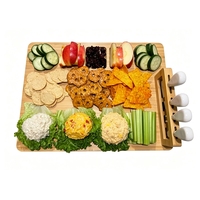 Ensemble de planches à charcuterie en bambou avec 4 couteaux à fromage, grande planche de service à fromage avec support magnétique et plateau à fruits