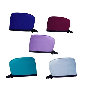 공장 공급 도매 면 작업 스크럽 모자 한 크기 다채로운 사용자 정의 패턴 빠른 배달 넥타이 백 외과 모자
