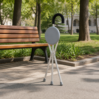 Canne de marche légère et portable à trois pieds, pliable, avec siège intégré pour personnes âgées