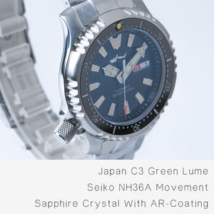 Montre de plongée automatique Heimdallr, entièrement lumineuse, étanche à 200 m, verre saphir, acier inoxydable, montre mécanique à bracelet - Product Image 3