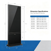 Écran tactile numérique sur pied de 65 pouces, affichage Windows 4K, CMS intégré, indice de protection IP68, prise en charge de l'animation pour ascenseurs