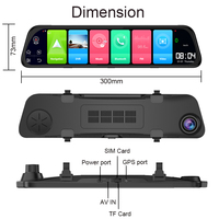Dernière 12 Pouces 4G WIFI Android 8.1 ADAS Rétroviseur Miroir De Voiture DVR HD 1080P GPS navigator Dash Cam Double Lentille Enregistreur Greffier