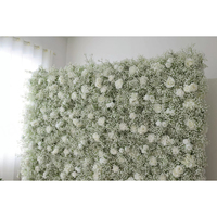 Mur de fleurs artificielles 3D personnalisé, écologique et non toxique, 8x8, en tissu blanc Gypsophile et roses, pour décoration murale en rouleau
