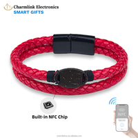 NFC Mode Coquille De Noix De Coco Bracelet En Cuir Boucle Magnétique 13.56MHZ RFID Contrôle D'accès Smart Hôtel Bracelet D'affaires OEM/ODM