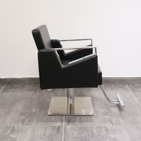 Fauteuil de Barbier Commercial en Acier Inoxydable Luxe Léger avec Fonctions de Levage et de Rotation, Design Moderne pour Services de Permanente et de Coloration