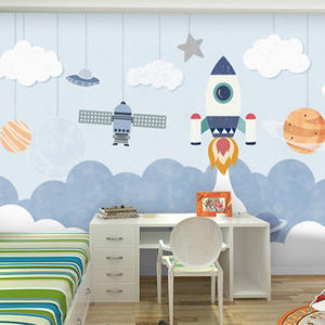 <span class=keywords><strong>Papier</strong></span> <span class=keywords><strong>peint</strong></span> moderne 3D dessin animé fusée spatiale pour garçons et filles <span class=keywords><strong>chambre</strong></span> à coucher tissu de soie sans couture Mural décoration murale fond - Product Image 1