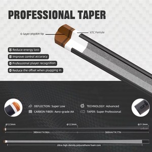 Taco de Billar de Alta Calidad de Fibra de Carbono y Arce <span class=keywords><strong>CRICAL</strong></span> CL-CXD-1 12.5mm 3/8x8 con Unión Radial y Diseño Ligero de 1/2 Pieza - Product Image 3