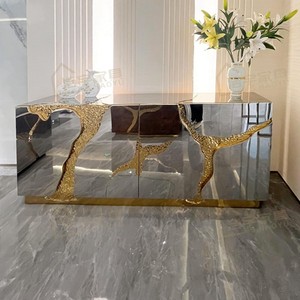 Ensemble de chambre à coucher Luxury Accent Meubles design Luxueux italie meubles de décoration intérieure <span class=keywords><strong>2</strong></span> <span class=keywords><strong>portes</strong></span> en acier inoxydable armoire mobile - Product Image 5