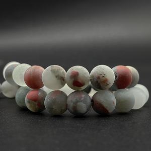 Cuentas de piedras preciosas sueltas de piedra de <span class=keywords><strong>sangre</strong></span> africana esmerilada mate redonda Natural al por mayor para fabricación de joyería DIY pulsera collar - Product Image 4
