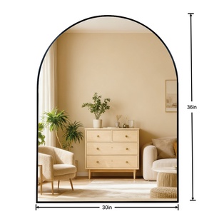 Black Metal Framed <b>Arched</b> Mirror 30x36 Inch Wall Mount Bathroom <b>Decor</b> - Product Image 5