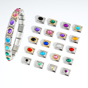Bracelet Modulaire Unisexe en Acier Inoxydable Élastique, Rétention de Couleur, pour Bijoux DIY avec Pierres Précieuses, Chaîne à Design Géométrique et Sertissage Clos - Product Image 1