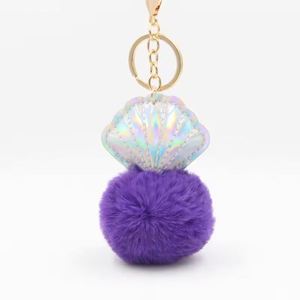 Porte-clés en peluche pompon mignon et moelleux en forme de coquille, accessoire de sac, porte-clés - Product Image 4
