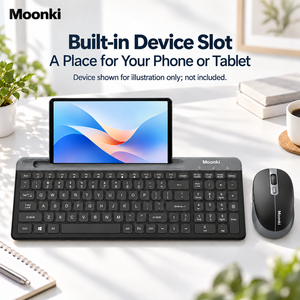 Clavier et souris sans fil, combo fin, multi-appareils, récepteur USB, clavier compact pour ordinateur de bureau, tablette, téléphone - Product Image 4