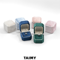 Boîte à bagues octogonale en velours avec logo personnalisé, couvercle rabattable, doublure en satin de luxe, pour rangement de bagues, demande en mariage, mariage, coffret cadeau pour bijoux