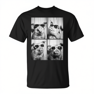 Camiseta con diseño de cerdos con gafas de sol, animales de granja geniales, color negro, unisex, talla M para adultos - Product Image 2