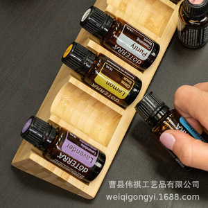 Essential Oil Display Stand Wooden Storage Rack Desktop Organizer Natural Bamboo Rectangle Shape Multi Compartment <b>Solid</b> <b>Wood</b> - Product Image 4