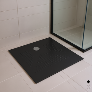 Plato de ducha de cerámica negro mate 90 x 90 cm H3.6 cuadrado para baño - Product Image 3