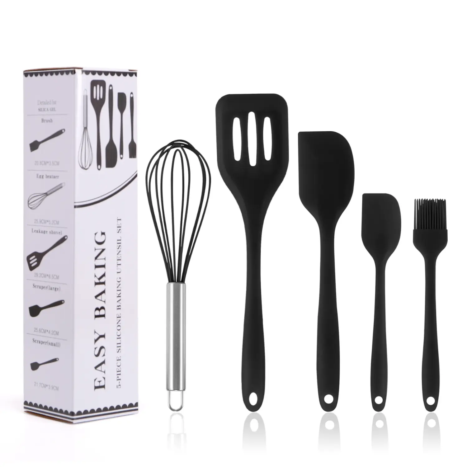 Hot Verkoop Kleur Siliconen Keukengerei 5 Delige Set Non Stick Spatel Keukengerei Set