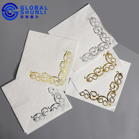 Serviettes de Cocktail jetables en papier doré, paquet de serviettes à main en aluminium métallisé doré pour mariage, vacances, fête d'anniversaire