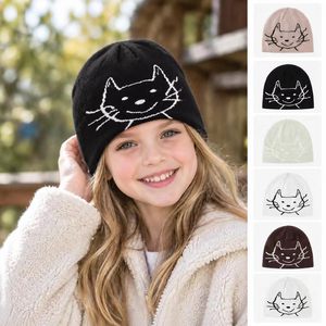 Gorro de Punto Personalizado con Diseño de Gato Adorable para Niños, Elástico, Cómodo y Cálido, Ideal para Compras, Juegos al Aire Libre, Viajes y Uso Diario - Product Image 1